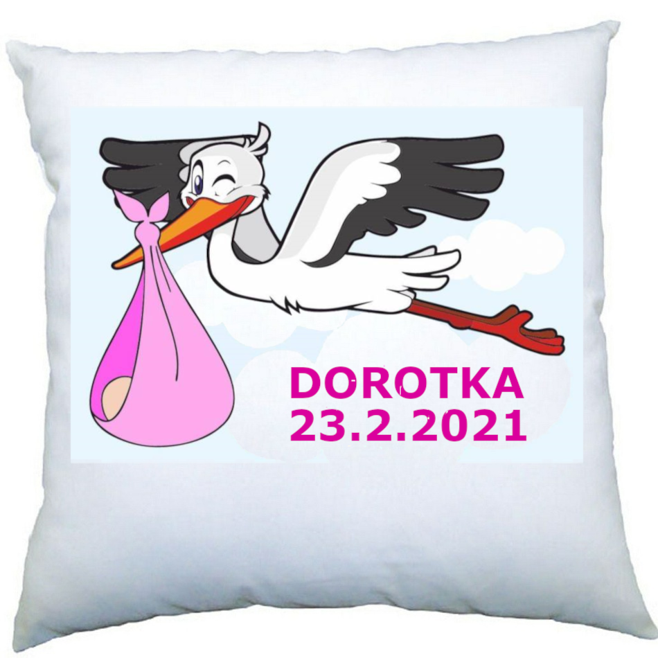 Vankúš bocian ružový s menom
