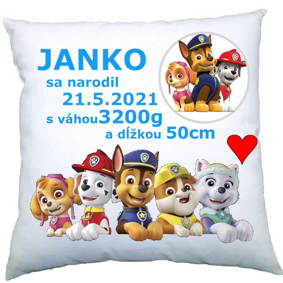 Vankúš Patrola s menom