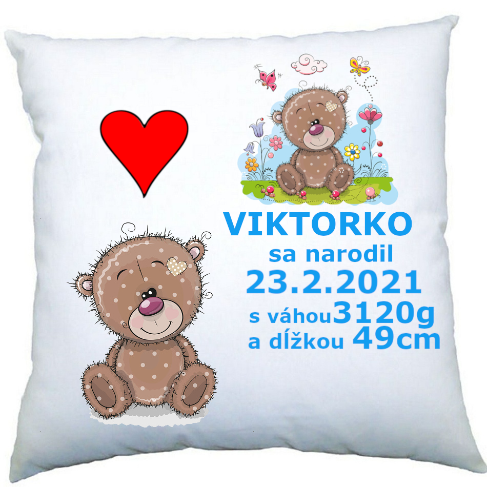 Vankúš Medvedík s menom